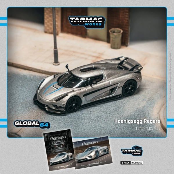  Mô hình xe Koenigsegg Regera Silver Metallic/Blue tỉ lệ 1:64 Tarmac Works T64G-TL017-SL 
