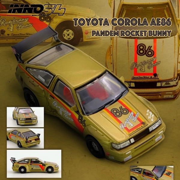  Mô hình xe Toyota AE86 Levin Pandem Rocket Bunny tỉ lệ 1:64 Inno64 model IN64-AE86P-GLD-SGT 