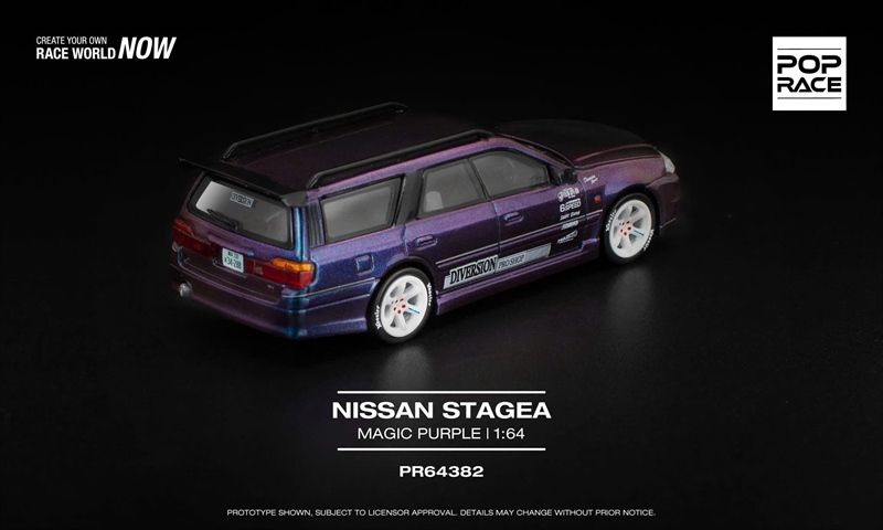  Mô hình xe ô tô Nissan Stage Magic Purple tỉ lệ 1:64 Poprace PR640382 