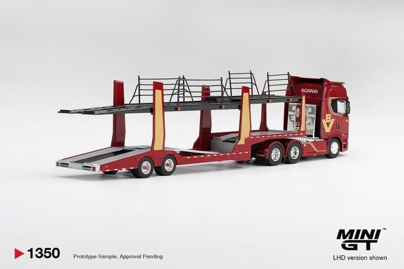  Mô hình xe Scania 770S A6x4NA V8 50th Anniversary Car Transporter Red tỉ lệ 1:64 MiniGT MGT01350-L 