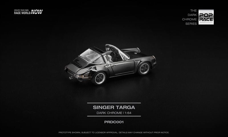  Mô hình xe ô tô Porsche Tagar singer dark chrome series mở được capo tỉ lệ 1:64 Poprace PRDC001 