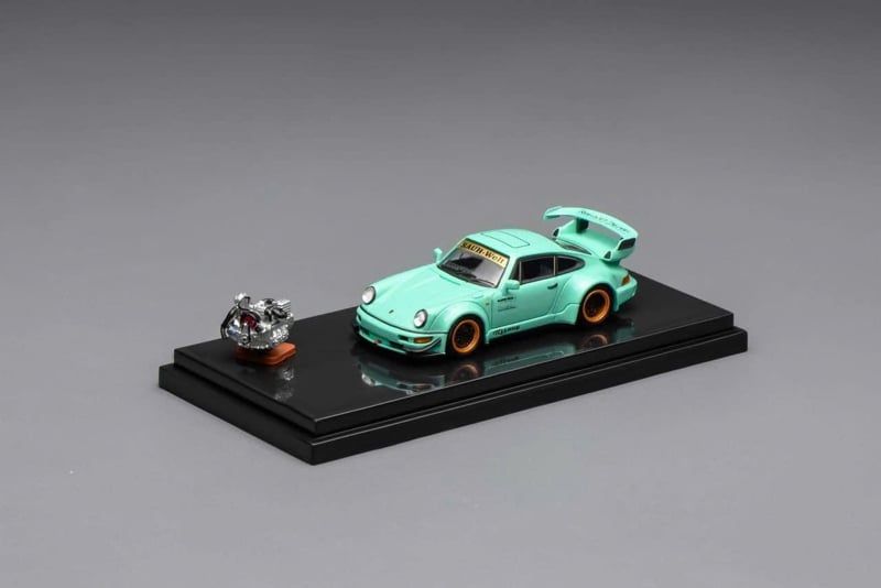  Mô hình xe Porsche RWB 964 Rauh Welt Begriff Tiffany blue tỉ lệ 1:64 Motorhelix M62105 