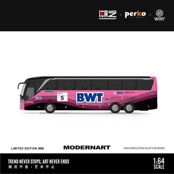  Mô hình xe xe bus BWT Yongda Team No. 5 tỉ lệ 1:64 ModernArt x Perka MD647901 