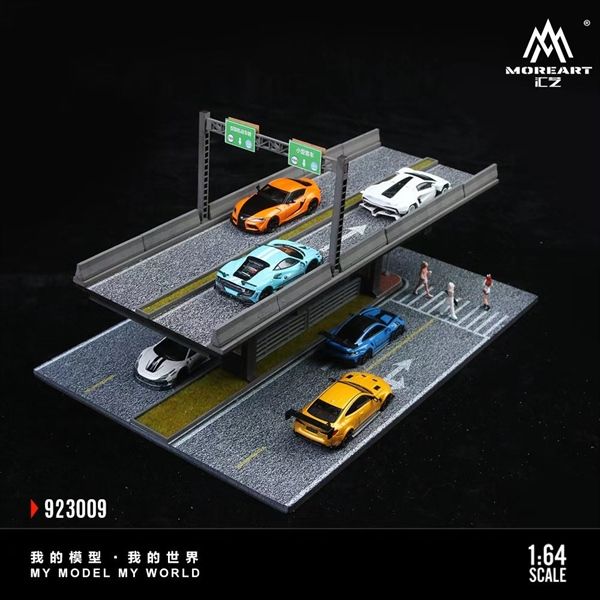  Mô hình trưng bày mô phỏng 2 tầng đường có cầu và chi tiết rời Steel Frame Structure Series Parking Scene tỉ lệ 1:64 MoreArt MO923009 