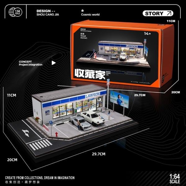  Hộp trưng bày mica Lawson Convenience Store 29.7x20.2x11cm tỉ lệ 1:64 SHOU CANG JIA SCJ-82045-A 