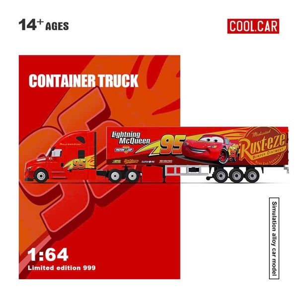  Mô hình xe container Freightliner Lightning McQueen Livery Dedicated Transport Truck tỉ lệ 1:64 CoolCar CC800116 