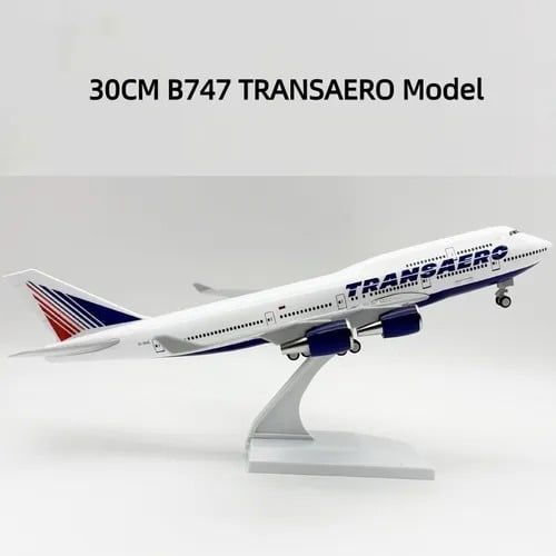  Mô hình máy bay TRANSAERO B747 có bánh xe - kích thước 30cm MB30051 