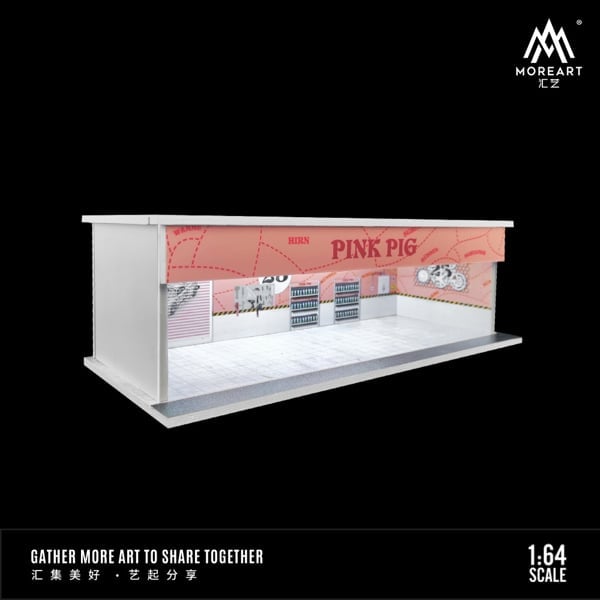  Hộp trưng bày mô phỏng diroram Pink pig repair workshop Lighting Assembly Scene tỉ lệ 1:64 M-cool MoreArt MO914108 
