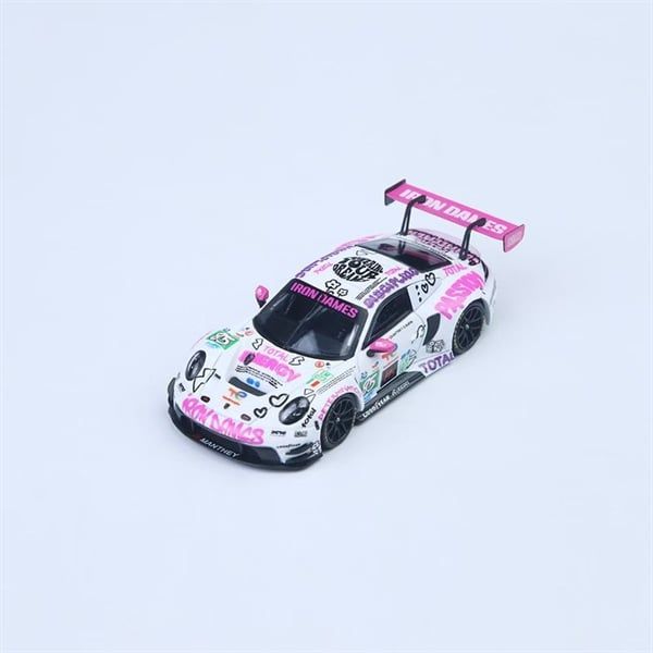  Mô hình xe Porsche 992 GT3 R Track Edition White-Pink Iron Dames #85 tỉ lệ 1:64 Star race SR64041 