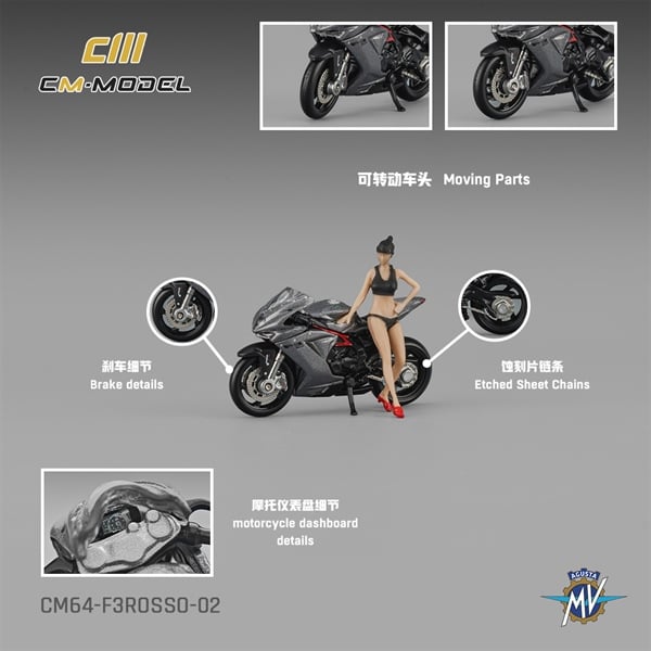  Mô hình xe MV Agusta F3Rosso tỉ lệ 1:64 CM Model CM64-F3ROSSO-02 