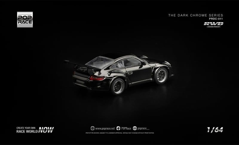  Mô hình xe Porsche RWB 997 - DARK CHROME tỉ lệ 1:64 Pop Race PRDC011 