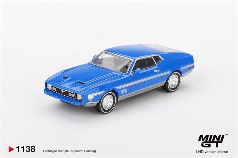  Mô hình xe Ford Mustang Mach 1 Grabber Blue tỉ lệ 1:64 MiniGT MGT01138 