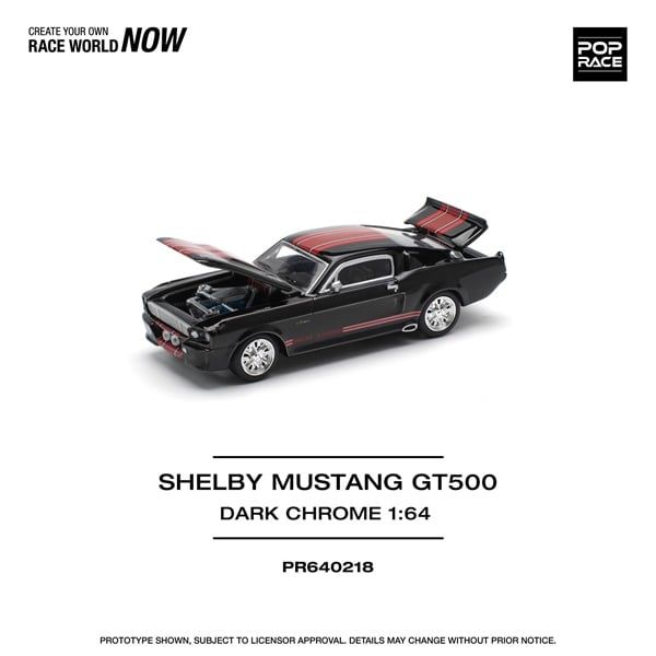  Mô hình xe Ford Mustang Shelby GT500 Dark crome tỉ lệ 1:64 Poprace PR640218 