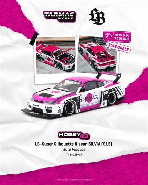  Mô hình xe LB-Super Silhouette Nissan SILVIA (S15) Auto Finesse tỉ lệ 1:43 Tarmac Works T43-029-AF 