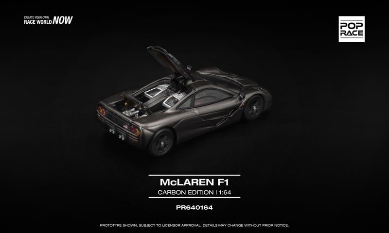  Mô hình xe đua McLaren F1 full carbon fiber edition mở được nắp máy tỉ lệ 1:64 Poprace PR640164 