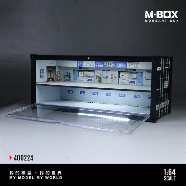  Hộp trưng bày container mô phỏng bãi đỗ xe ngoài trời Namba Sennichimae Underground Parking Lot Scenario có đèn kích thước 38.7cm x 16cm x 16.5cm tỉ lệ 1:64 MoreArt MB400224 