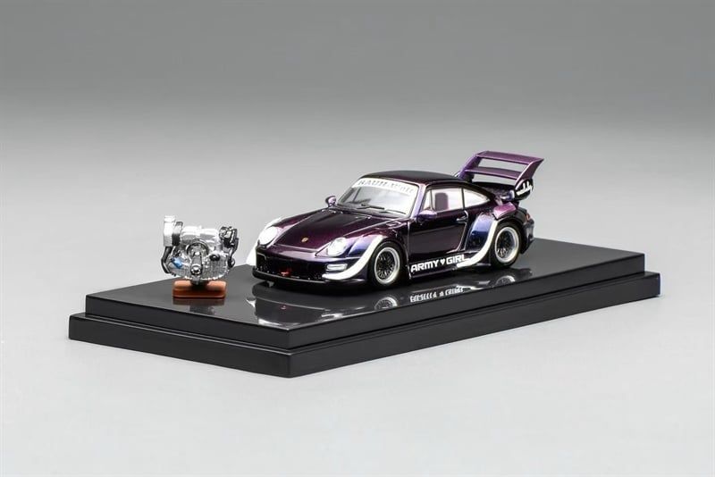  Mô hình xe Porsche Rauh-Welt Licensed Purple Army Girl - RWB993 tỉ lệ 1:64 Motorhelix MH M62205 