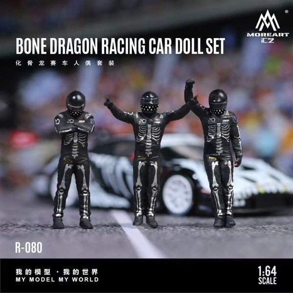  Mô hình figure nhân vật set 3 Skull Dragon Racing Figure Set - Resin Model tỉ lệ 1:64 MoreArt MO223080 