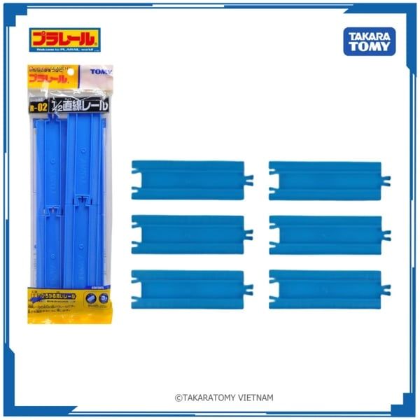  Phụ kiện đường ray dành cho hệ thống tàu điện đồ chơi Plarail R-01 1/2 Straight Rail x6 Takara Tomy 111306 