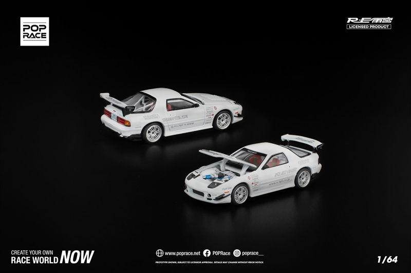  [Hàng Loose] Mô hình xe Mazda RX7 FC3S Re-Amemiya White tỉ lệ 1:64 Pop Race PR640260 