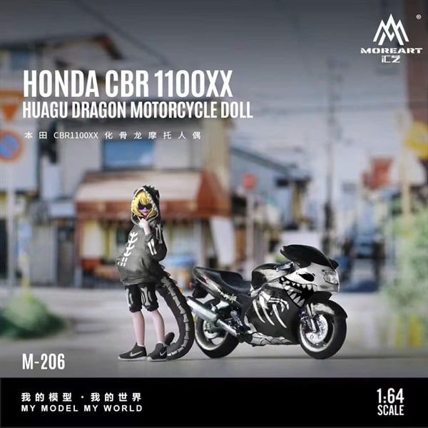  Mô hình nhân vật figure và xe Honda CBR1100XX - Skeleton 1143 tỉ lệ 1:64 MoreArt MO222206 