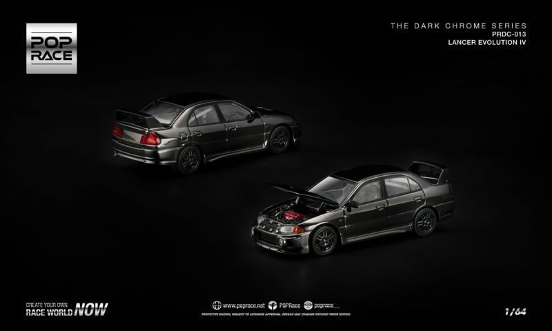  Mô hình xe Mitsubishi Lancer Evolution IV Dark Chrome tỉ lệ 1:64 Pop Race PRDC013 