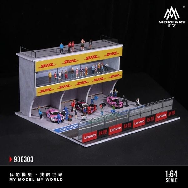  Hộp trưng bày container mô phỏng cảnh phòng 3D Porsche Carrera Cup Châu Á 30x30x17.8cm tỉ lệ 1:64 MoreArt MO936303 