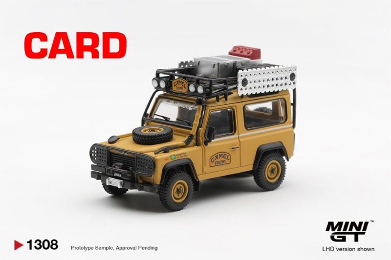  Mô hình xe Land Rover Defender 90 1985 Camel Trophy Borneo Team Brazil bản card tỉ lệ 1:64 MiniGT MGT01308 