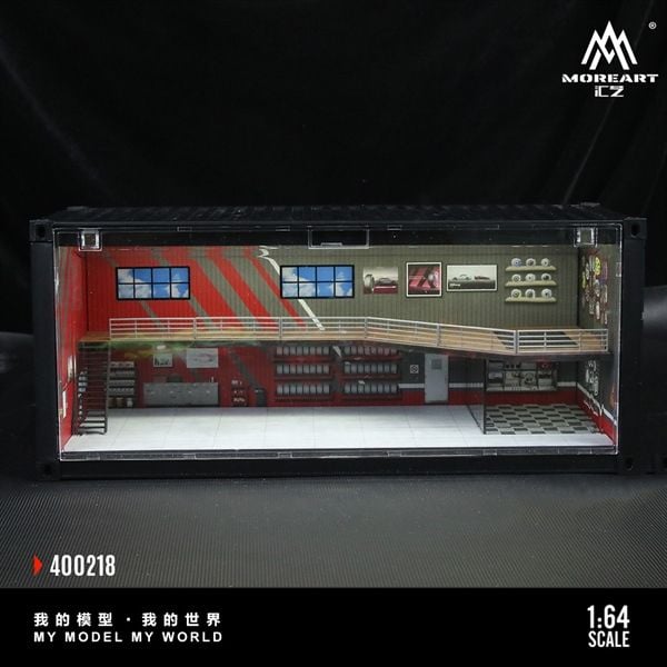  Hộp trưng bày container mô phỏng Repair shop Advan model có tầng - có đèn 38.7x16x16.5cm tỉ lệ 1:64 MoreArt MO400218 