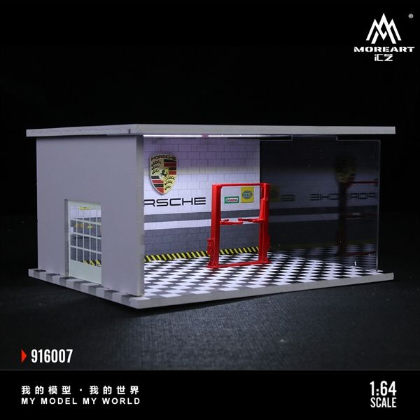  Mô hình trưng bày mô phỏng Car Repair Shop Porsche tỉ lệ 1:64 More Art MO916007 