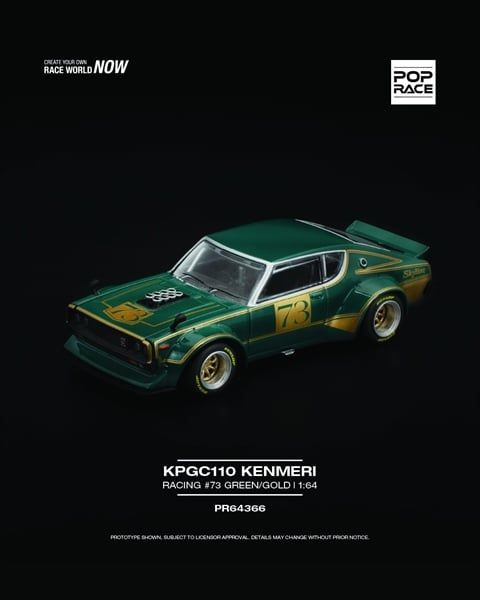  Mô hình xe KPGC110 Kenmeri Racing #73 Green/Gold tỉ lệ 1:64 PopRace PR640366 