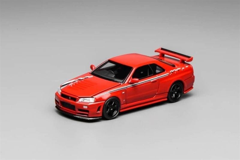  Mô hình xe ô tô Nissan GTR R34 Nismo custom red tỉ lệ 1:64 Motorhelix M63420 