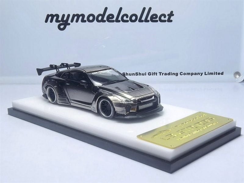  Mô hình xe Nissan GTR R35 Chromed Black tỉ lệ 1:64 Mymodelcollect MC640004Q 