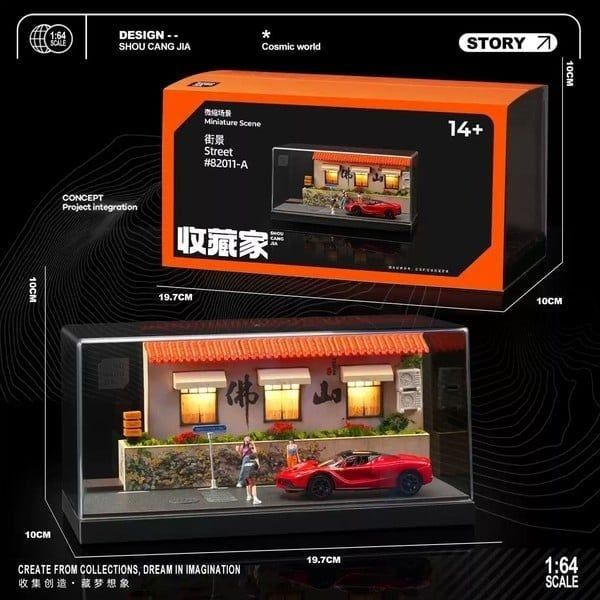  Hộp trưng bày mô phỏng tường hoa Phật Sơn 19.7x10x10 tỉ lệ 1:64 SHOU CANG JIA SCJ82011-A 
