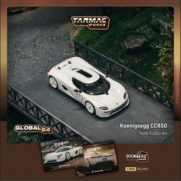  Mô hình xe Koenigsegg CC850 White tỉ lệ 1:64 Tarmac Works T64G-TL051-WH 