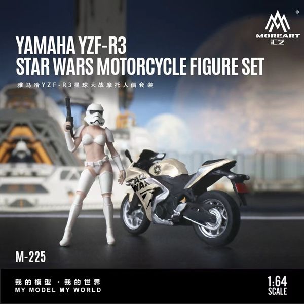  Mô hình nhân vật figure và xe Yamaha YZF-R3 Star Wars resin tỉ lệ 1:64 MoreArt MO222225 