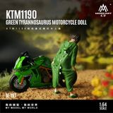  Set mô hình nhân vật figure và xe mô tô KTM 1190 Tyrannosaurus Rexy #80 green resin tỉ lệ 1:64 MoreArt MO222197 