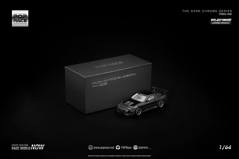  Mô hình xe Mazda Rx7 (FC3S) Re-Amemiya Dark Chrome tỉ lệ 1:64 Poprace PRDC008 