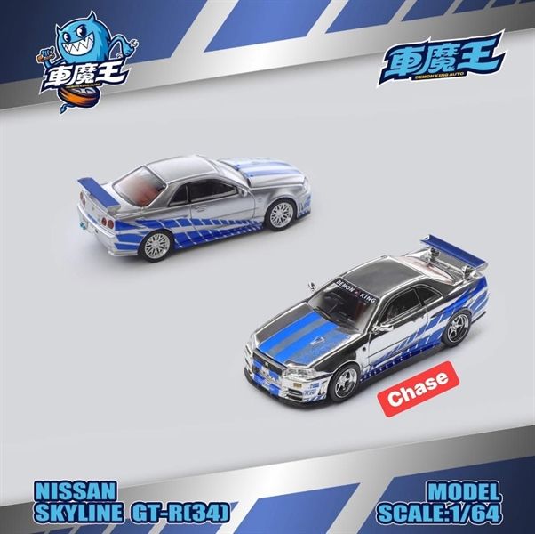 Mô hình xe Skyline GT-R R34 Z-Tune Fast and Furious Paul Livery tỉ lệ 1:64 Demon King Auto DKA-054 