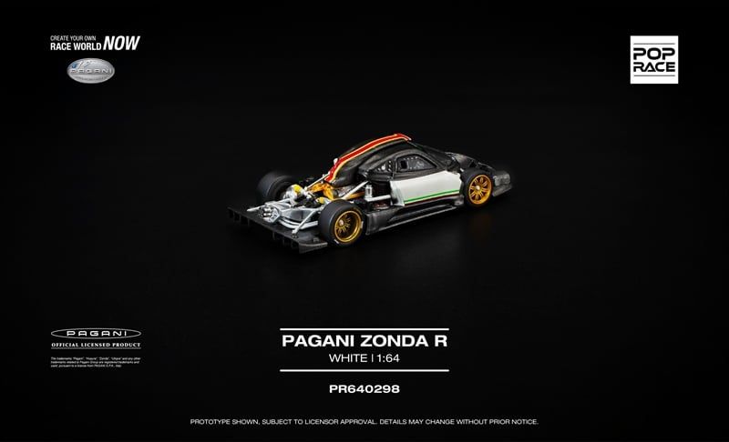 Mô hinh xe Pagani Zonda R White tỉ lệ 1:64 Pop Race PR640298 