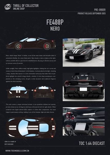  Mô hình xe Ferrari 488 Pista Limited To 1000 pcs tỉ lệ 1:64 TOC model TC-D-FE488P 