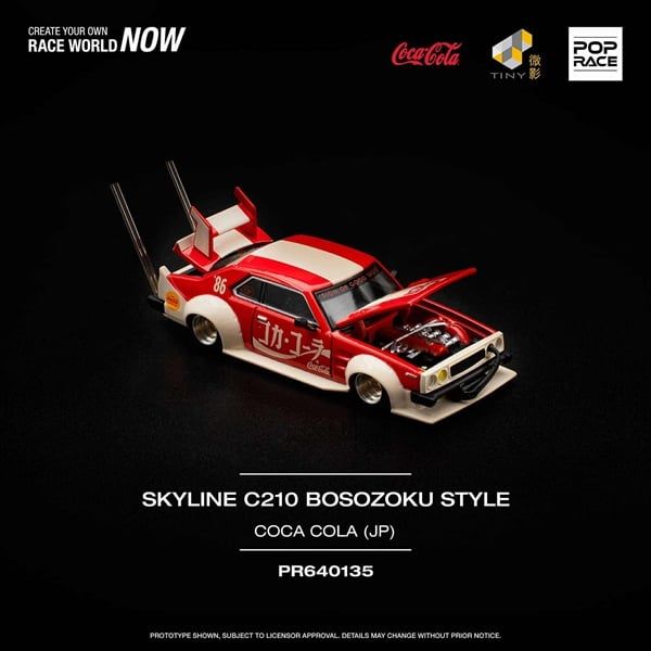  Mô hình xe Nissan Skyline C210 Bosozoku Style Coca Cola (JP) tỉ lệ 1:64 PopRace PR640135 