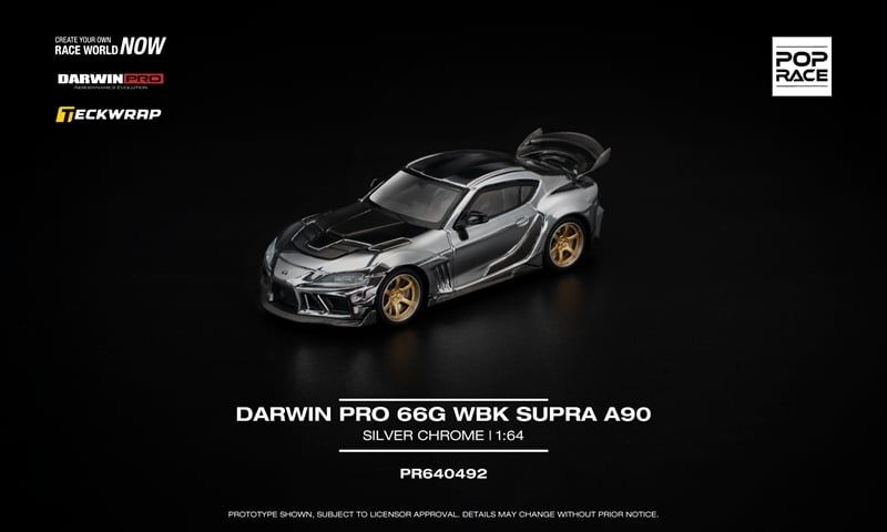  Mô hình xe Darwin Pro 66G WBK Supra A90 - Silver Chrome tỉ lệ 1:64 Pop Race PR640492 