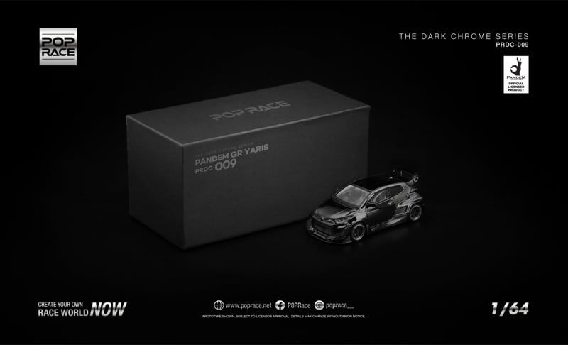  Mô hình xe Toyota PANDEM GR YARIS - DARK CHROME tỉ lệ 1:64 Pop race PRDC009 