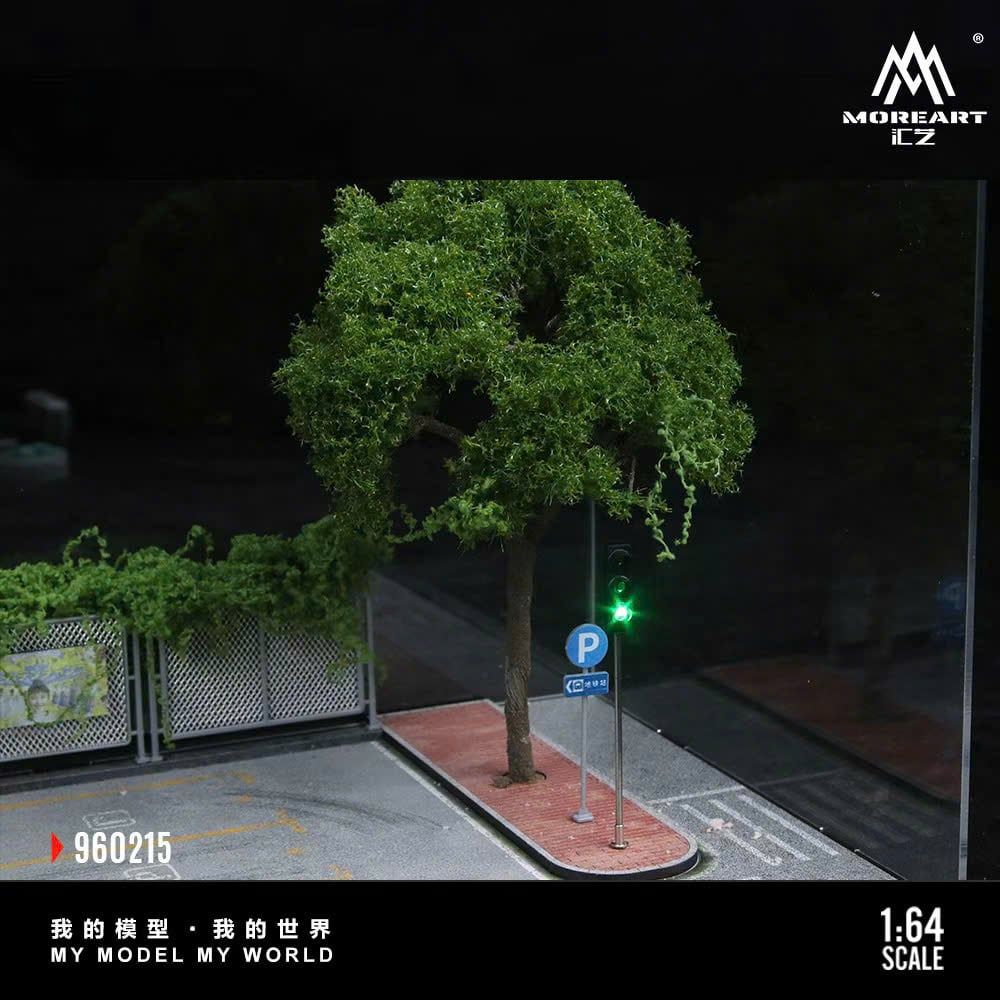  Hộp trưng bày mô phỏng công viên có hàng rào - đèn giao thông hộp mica Street Scene Assembly Series 15 22cm x 19.5cm x 15.5cm tỉ lệ 1:64 MoreArt MO960215 