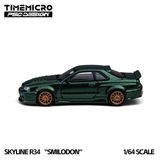  Mô hình xe Nissan R34 “Smilodon” Dark Green tỉ lệ 1:64 TimeMicro × PSC DESIGN TM648406 