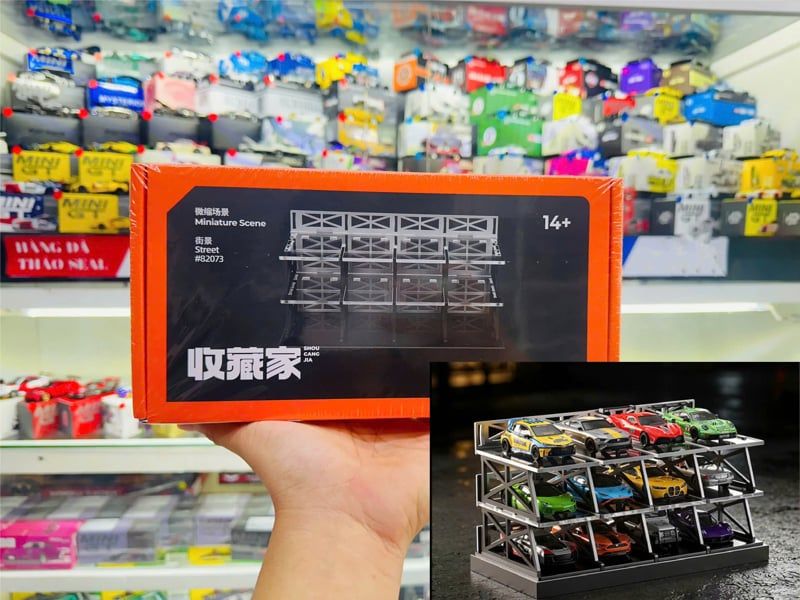  Hộp trưng bày mô phỏng khu đỗ xe lắp ráp kiểu ba tầng tỉ lệ 1:64 Shou Cang Jia SCJ82073 