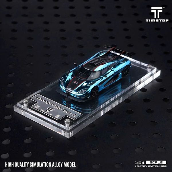  Mô hình xe ô tô Koenigsegg One:1 Metallic Ice Blue mở được nắp máy tỉ lệ 1:64 Timetop TT644818 