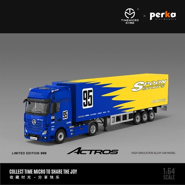  Mô hình xe container thùng Mercedes Benz Actros custom Spoon tỉ lệ 1:64 Time micro x Perka TM646727 