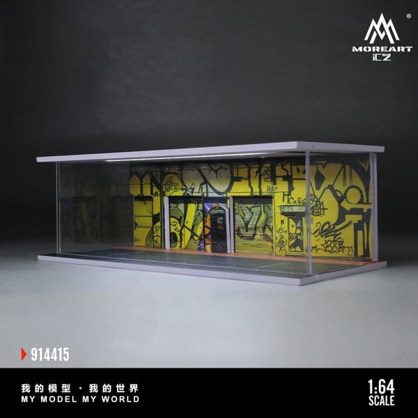  Hộp trưng bày mô phỏng diroram parking lot Street Graffiti Lighting Assembly Scene tỉ lệ 1:64 M-cool MoreArt MO914415 